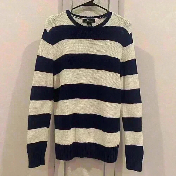 MAGASCHONI | Navy White Striped Sweater | Sz S | 100% cotton in EUC - Picture 1 of 4